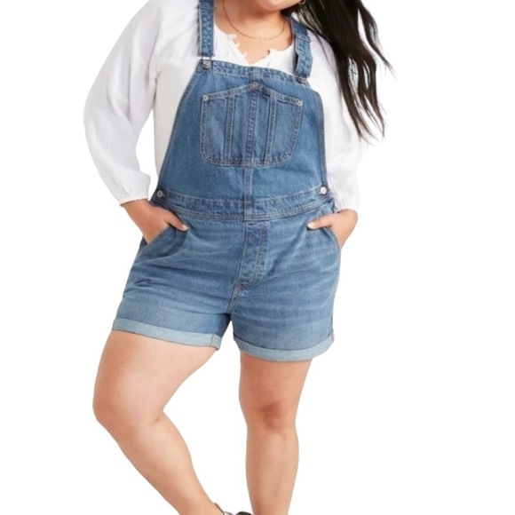 Old Navy Denim Overall Shorts XXL - Picture 1 of 16